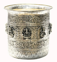 Silver plated brass ashtalakshmi decorative pot