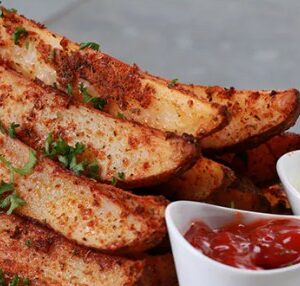 Spicy Cheese & Herb Potato Wedges
